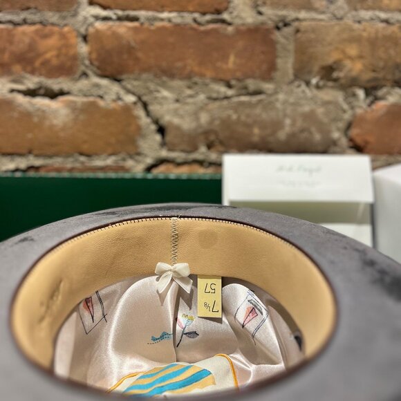 Nick Fouquet Distressed Velour Fedora — Grey - Picture 7 of 12